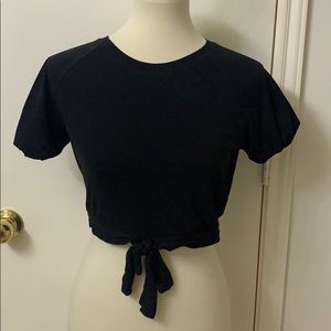Black Crop Top with Front Tie * Tshirt‎ Style